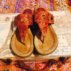 Red Leather Ariat Sandals