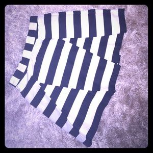 Black and white striped skirt.