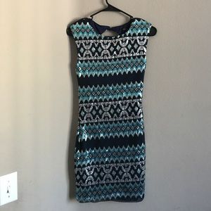 AS U WISH Blue Sequin Dress