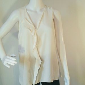 NWT Ivory Peplum Chiffon Medium Blouse Sleeveless