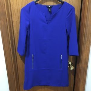 Royal blue shift dress with dual zippers