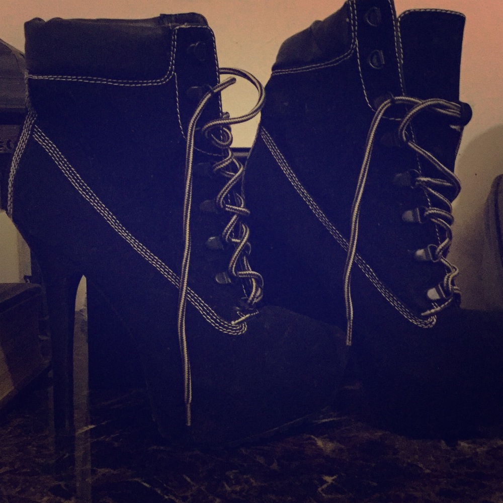 Black bootie stiletto heels
