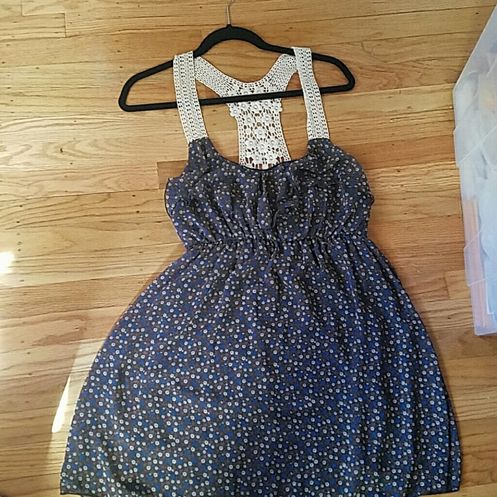 Baby doll style short dress with crochet top