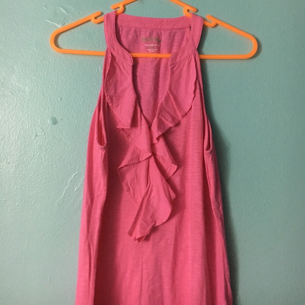 Lilly pullitzer pink ruffle top