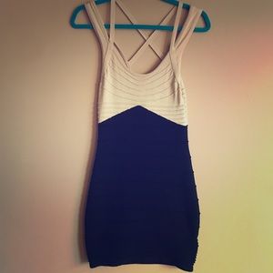 Forever 21 tan and black bodycon mini dress