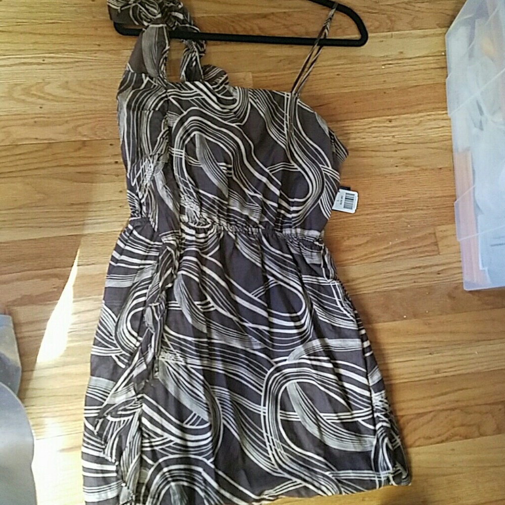 Forever 21 brown color one shoulder short dress