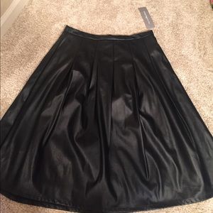 Artificial Leather Pleated Skirt