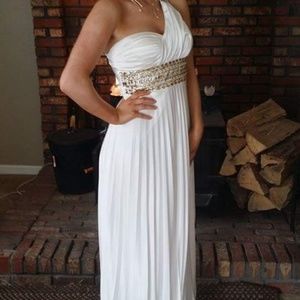 White and Gold Prom Dress