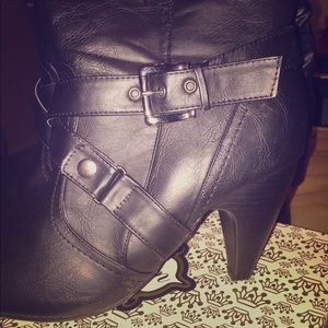 Tall Leather Biker Boots w/ Buckle (12)