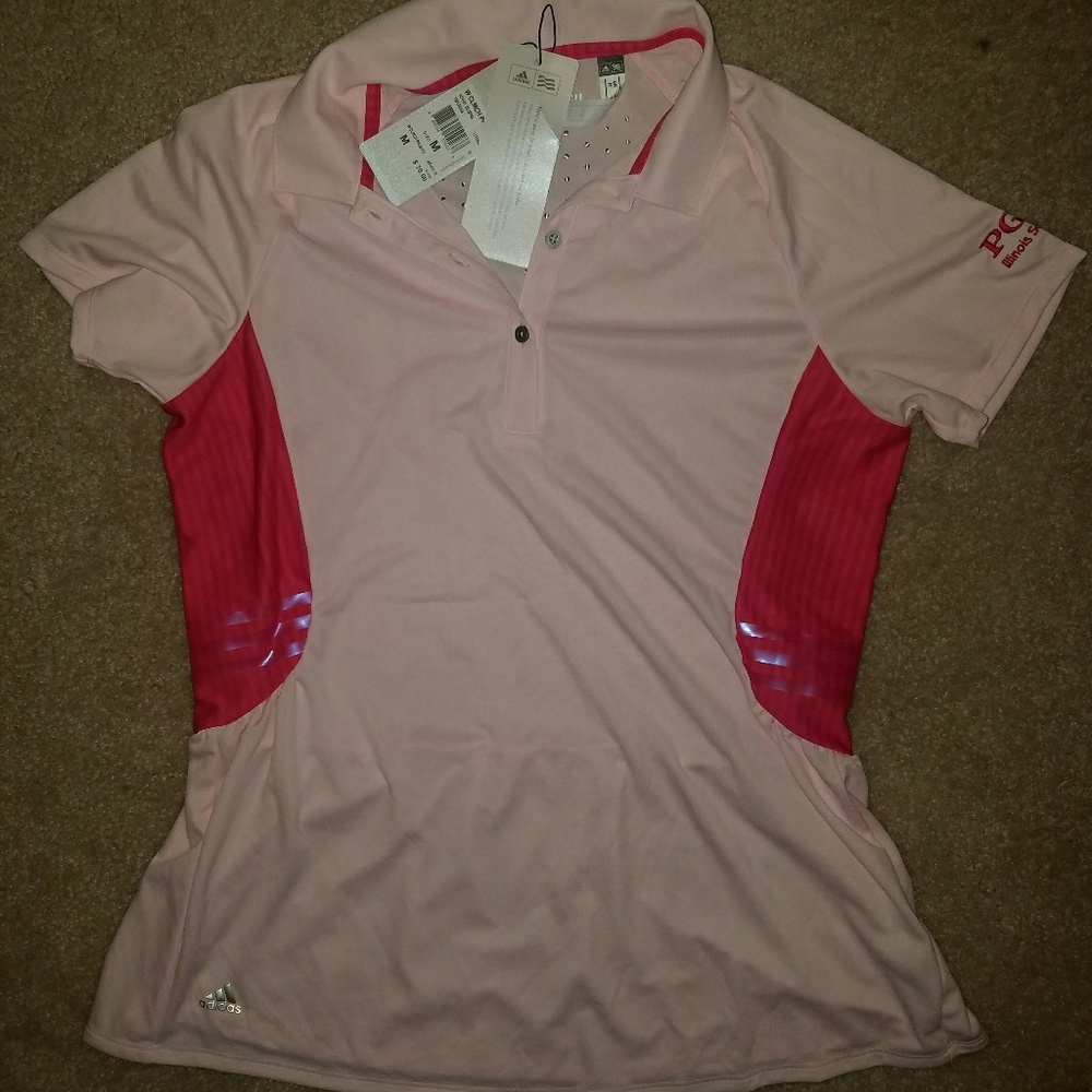 Pink adidas golf polo pga medium m shirt