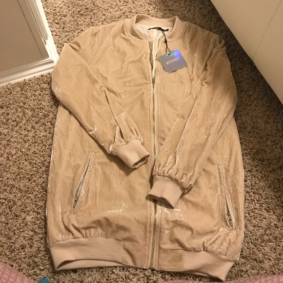 Missguided longline velvet bomber US 4 beige - Picture 2 of 3