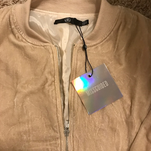 Missguided longline velvet bomber US 4 beige - Picture 3 of 3