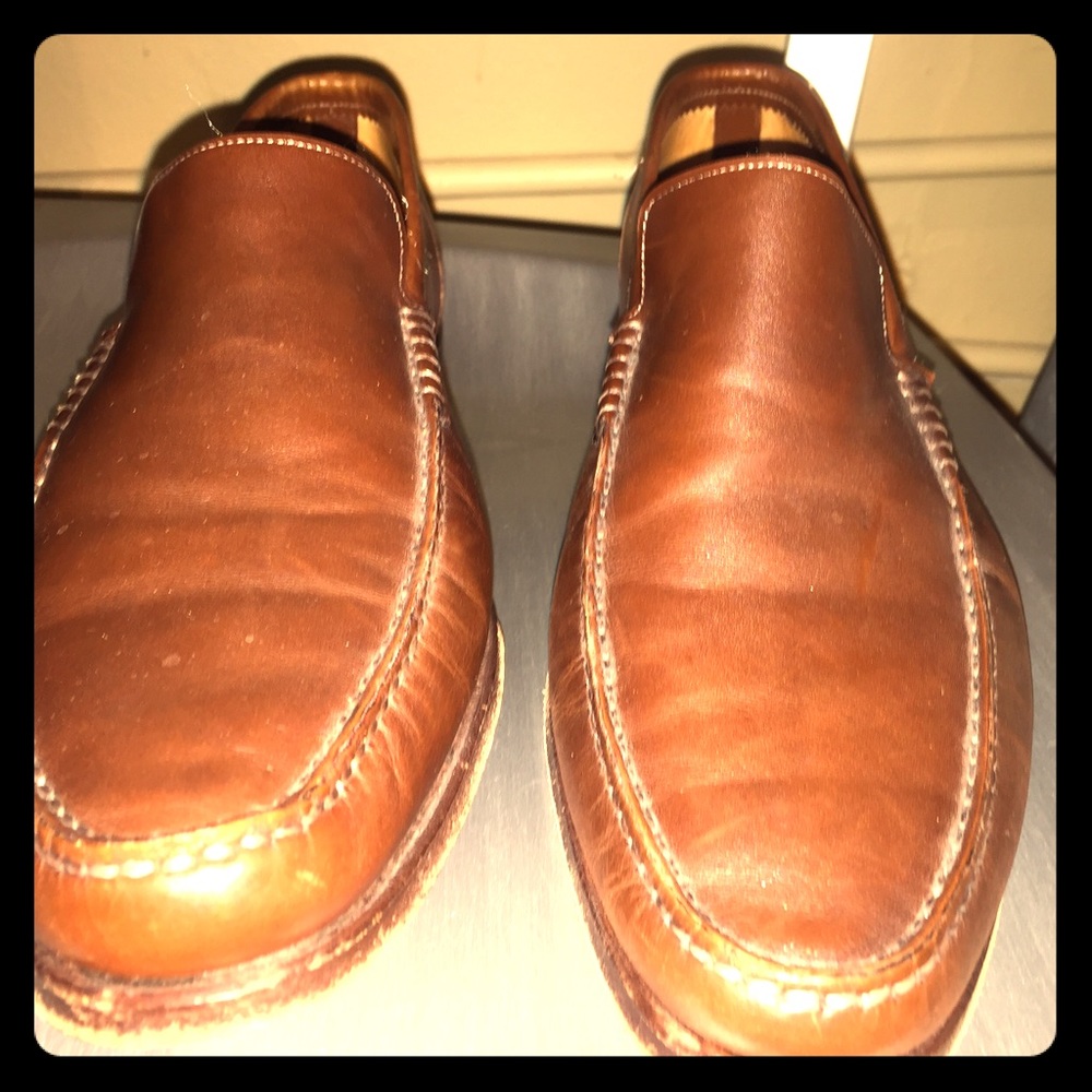 SANTONI BROWN  LEATHER LOAFERS