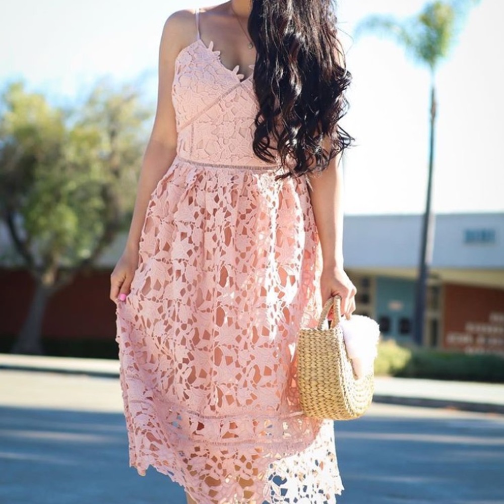 Blush lace crochet dress