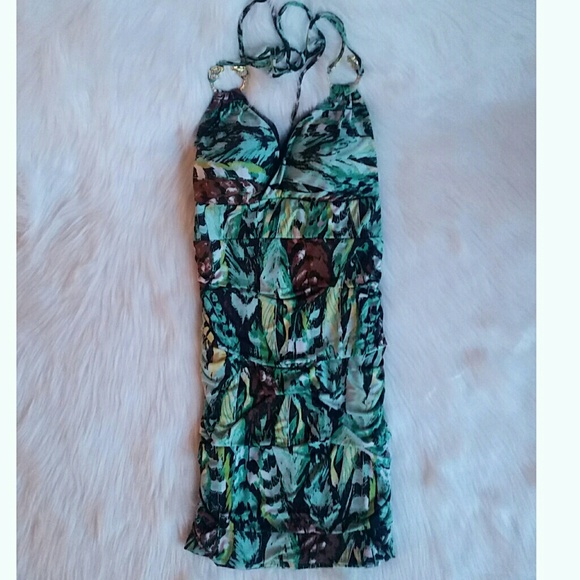 XOXO Rhinestone Leopard Jewel Halter Jungle Dress - Picture 2 of 4