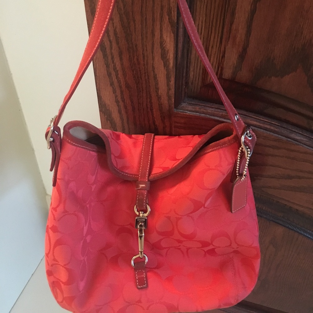 Authentic Coral Coach Logo Purse