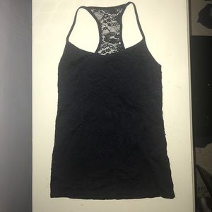 Navy blue lace racer back tank top