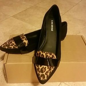 BLACK LEOPARD PRINT FAUX SUEDE FLATS
