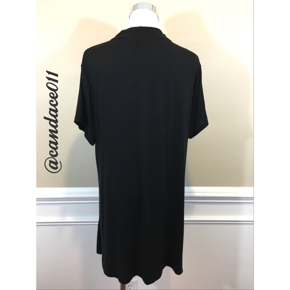 Cross-Wrap Tunic Choker Top (Black) - Picture 6 of 6