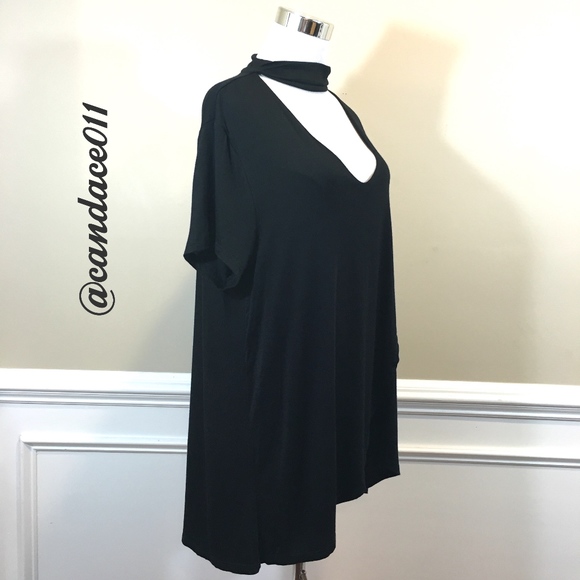Cross-Wrap Tunic Choker Top (Black) - Picture 4 of 6
