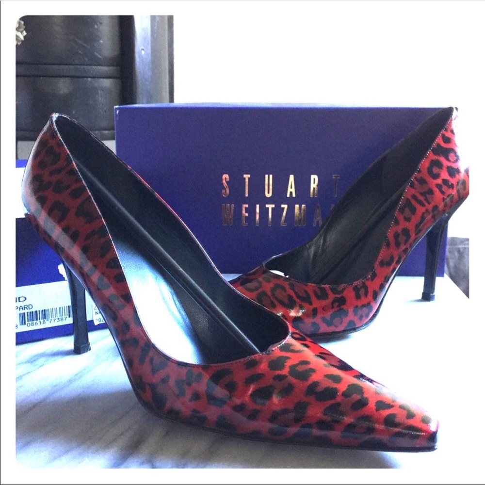 Stuart Weitzman red leopard pumps