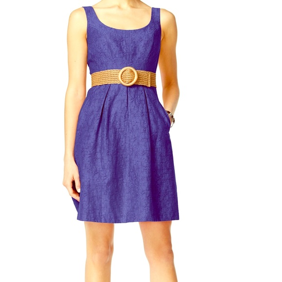 💜SALE💜 Nine West Purple Dress with Brown Belt - Picture 1 of 4