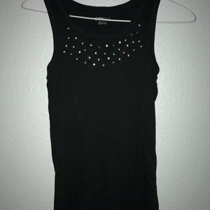 CHEROKEE girls sequined black ribbed tank top