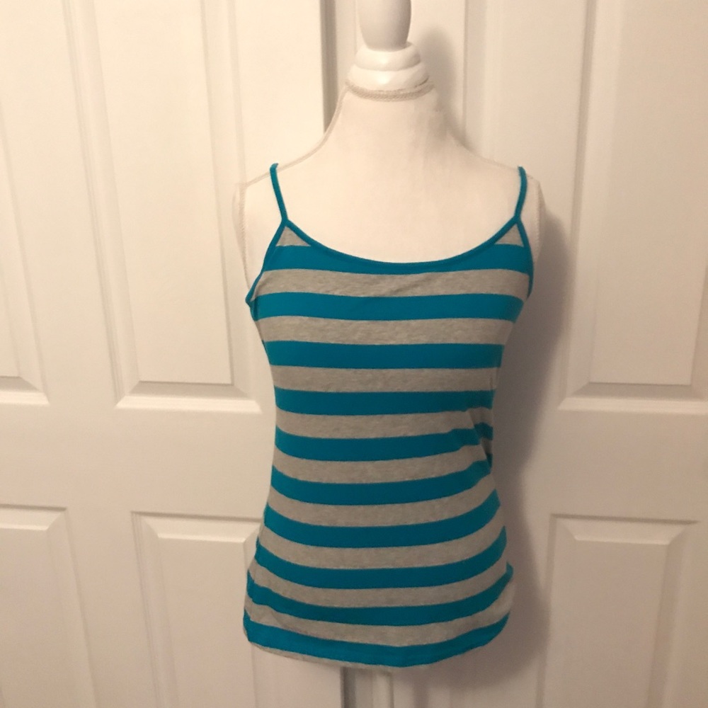 Gap Built in Bra Blue Striped Tank