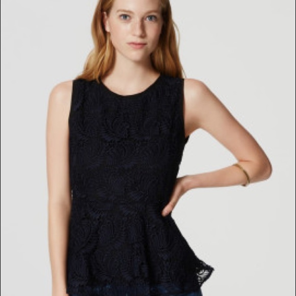 LOFT Paisley Lace Peplum Shell