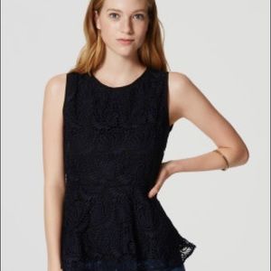 LOFT Paisley Lace Peplum Shell