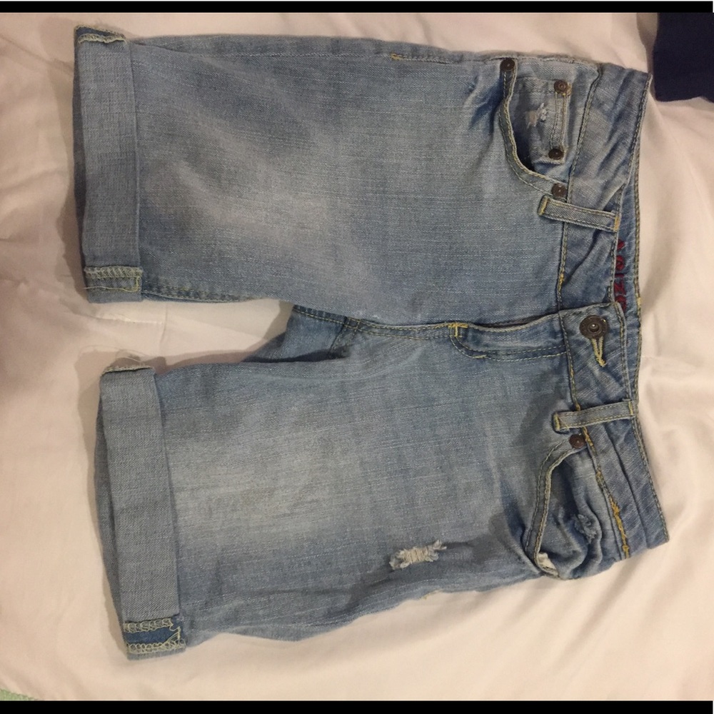 Light blue denim Bermuda shorts