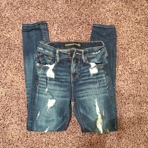 Distressed Express skinny jeans