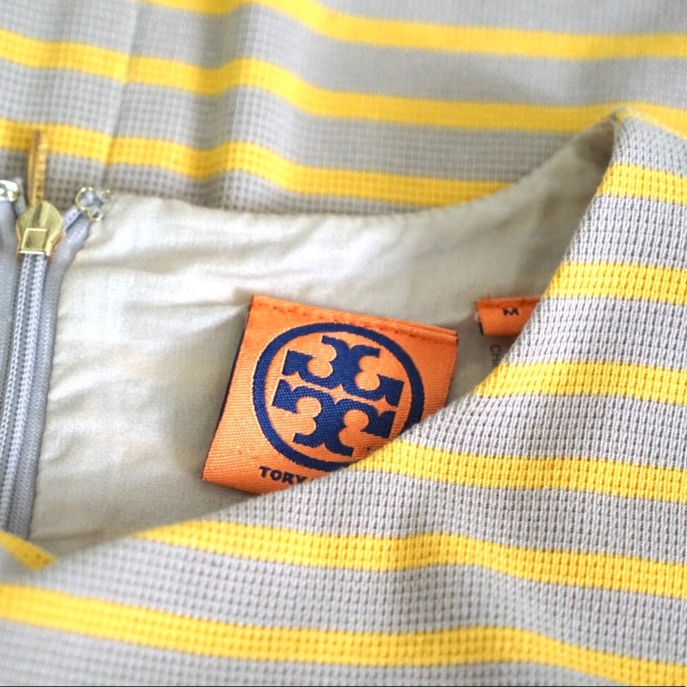 Tory Burch Yellow Taupe Striped Dress - Picture 5 of 6