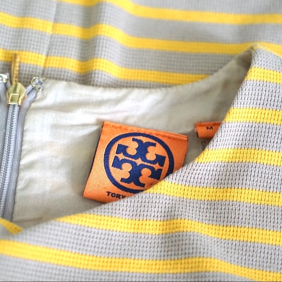 Tory Burch Yellow Taupe Striped Dress - Picture 5 of 6