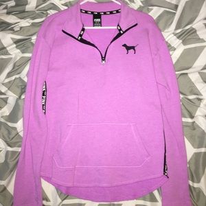 Pink long sleeve half zip up
