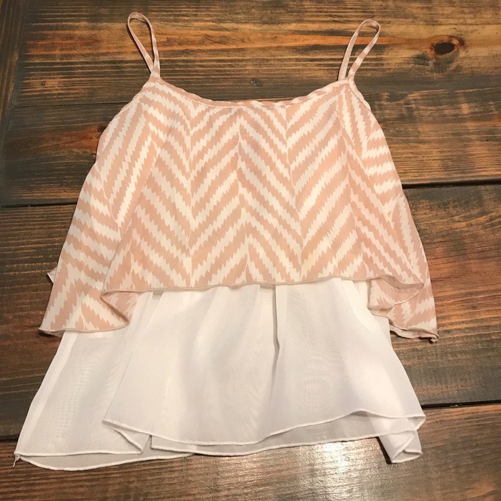 Tan and white Crop top