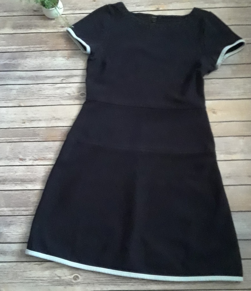 J Crew Black with white trim cotton dress