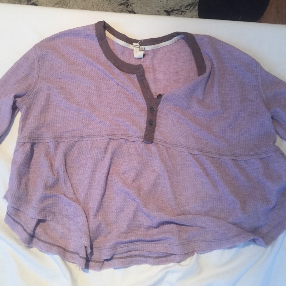Free people light purple quarter sleeve flowy top