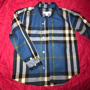BURBERRY CHILDREN 4Y Blue Checkered Long Sleeve