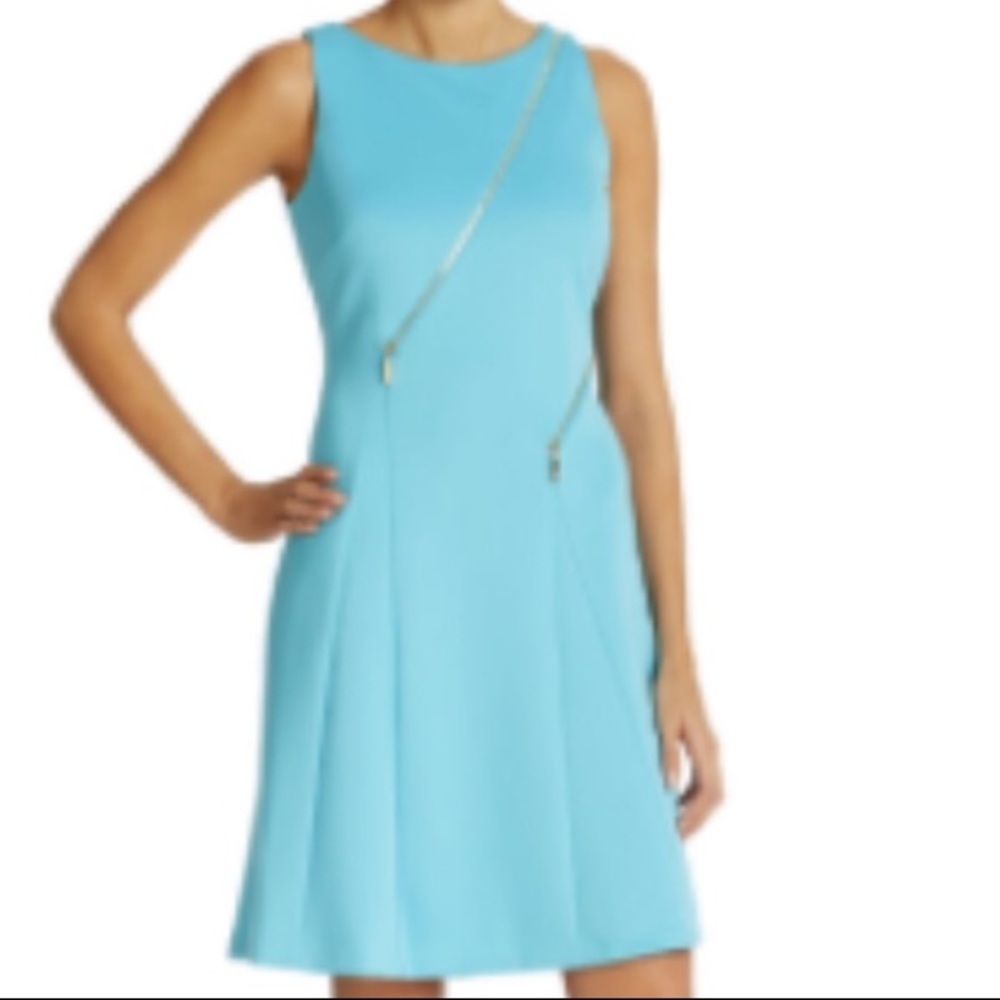 Ivanka Trump Aqua Zip Detail Dress
