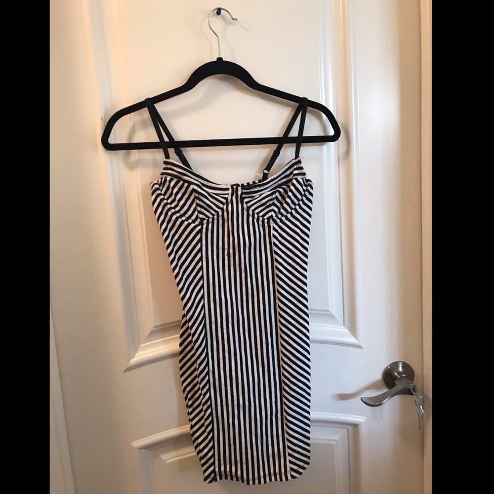 Black and White stripe tight dress