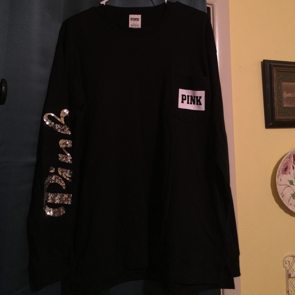 Sequin sleeve PINK crew
