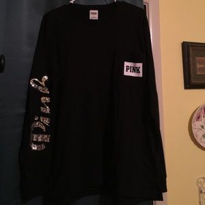 Sequin sleeve PINK crew