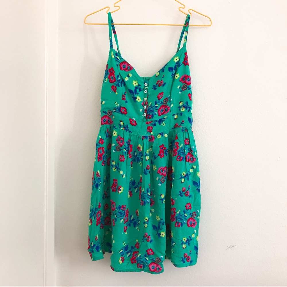Hollister ✨ Green Floral Dress