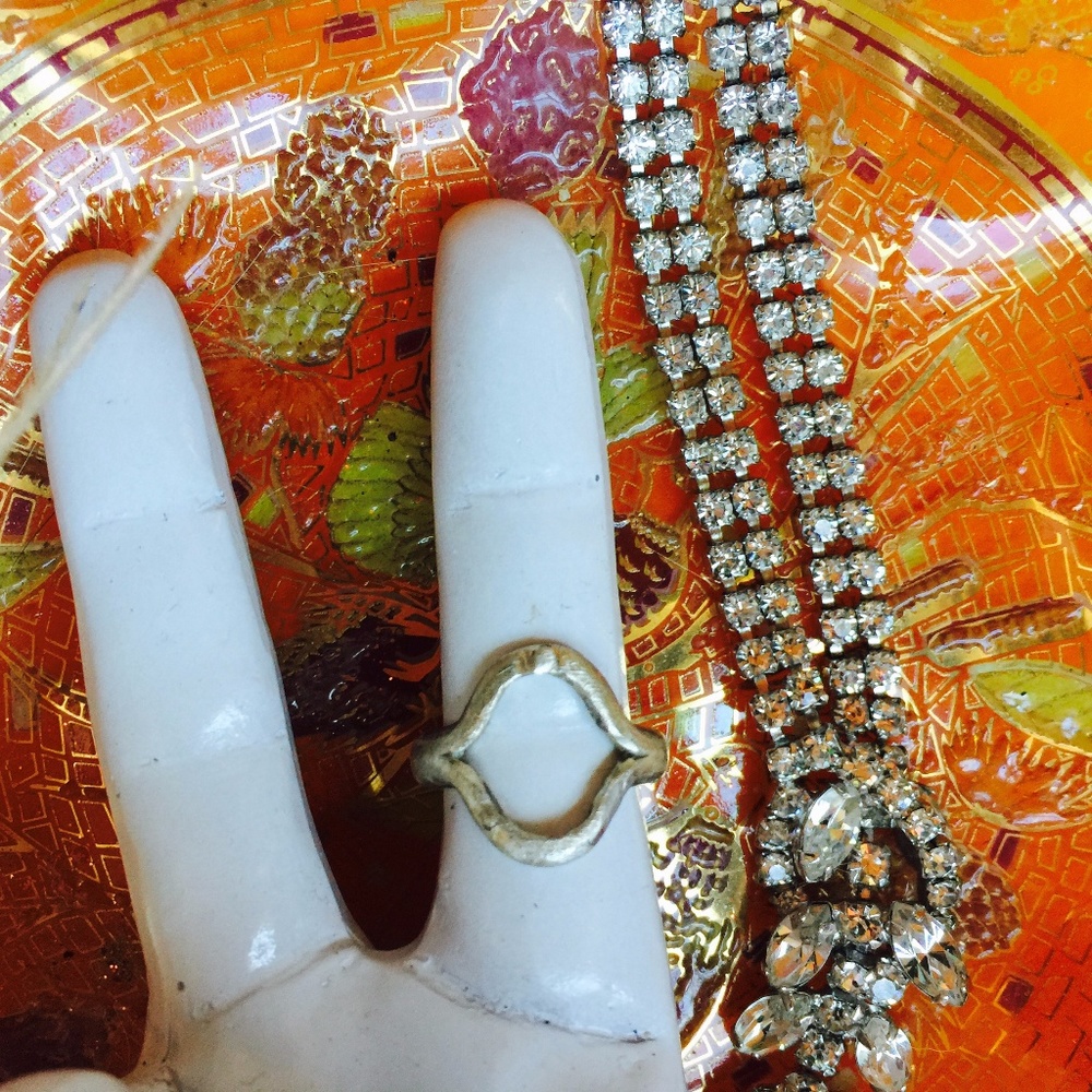 . {ANTHROPOLOGIE} Diamond Sterling Silver Ring 6