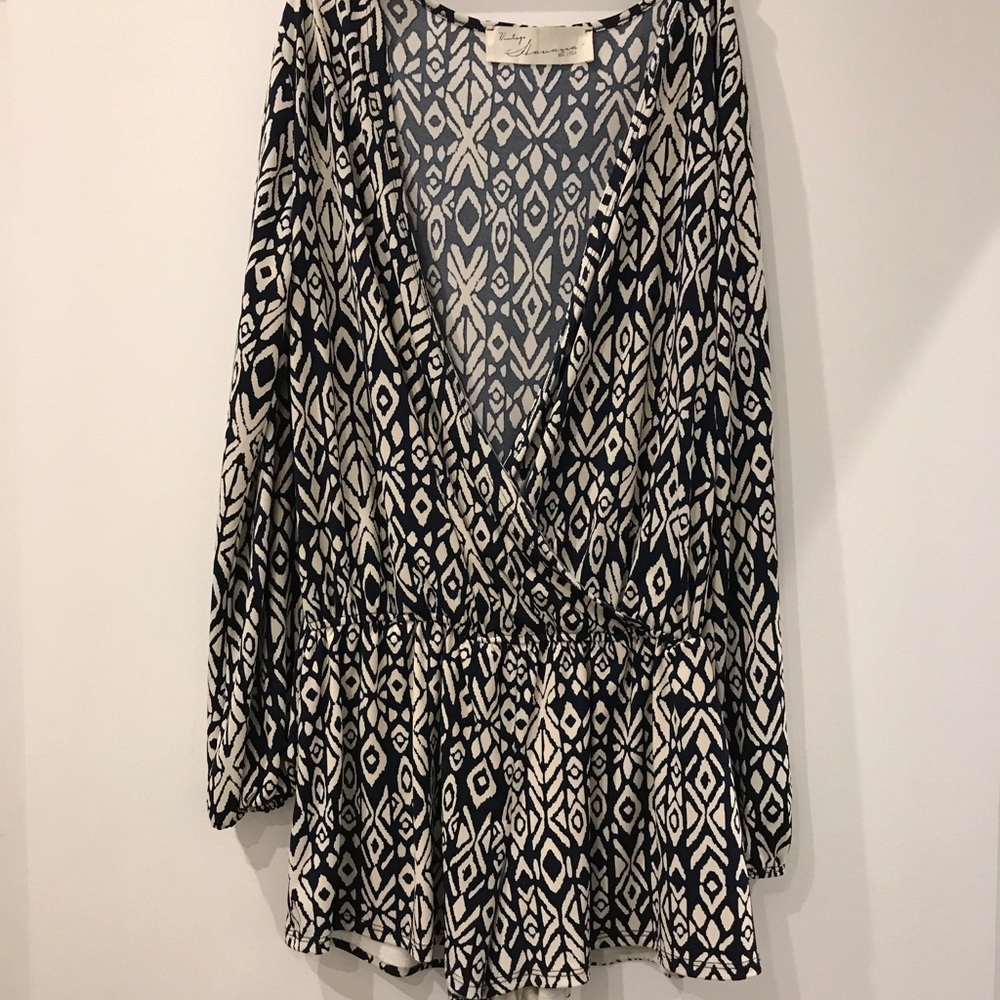 Long Sleeve Patterned Romper - image 1