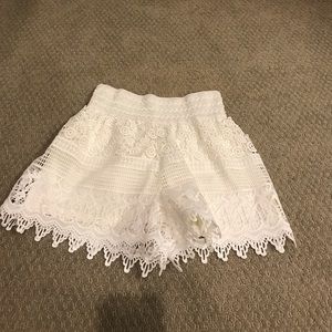 white lace/crochet shorts size S