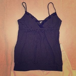 Derek Heart Stretch Lace Black Polka Dot Camisole