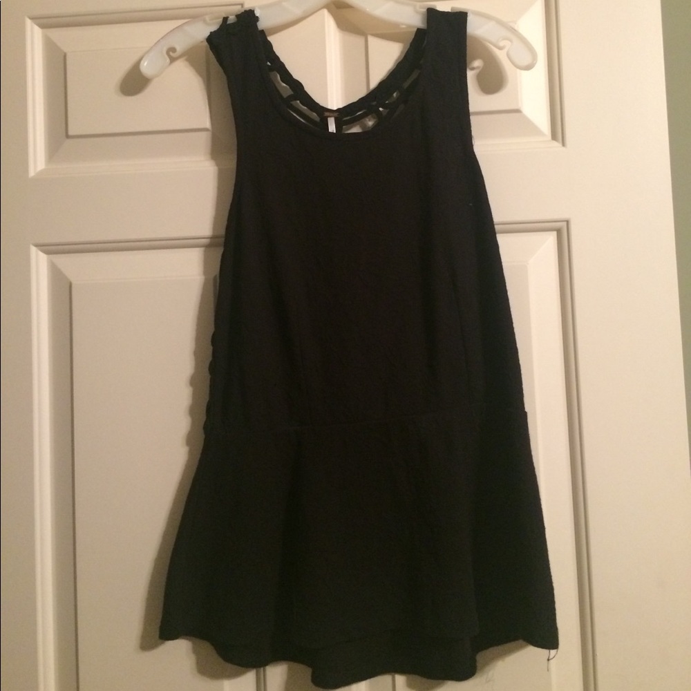 Black crochet peplum top by Free People