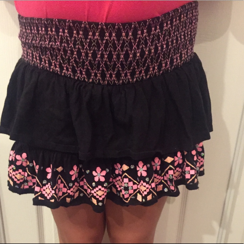Pink and black flower skirt